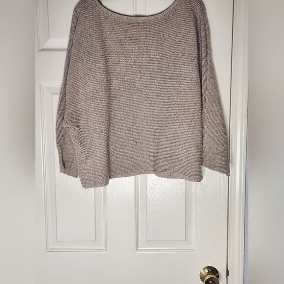 Gap L Beige Ribbed Knit Longsleeves MERINO WOOL Blend Cropped Women's Sweater - Picture 7 of 8